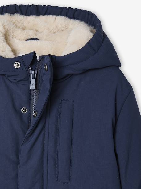 Parka à capuche doublure sherpa garçon bronze+marine - vertbaudet enfant 