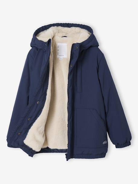 Parka à capuche doublure sherpa garçon bronze+marine - vertbaudet enfant 