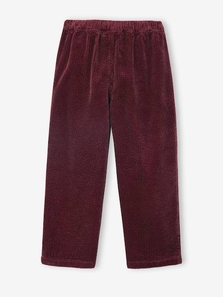 Pantalon fille velours forme loose bordeaux+chocolat+vieux rose - vertbaudet enfant 