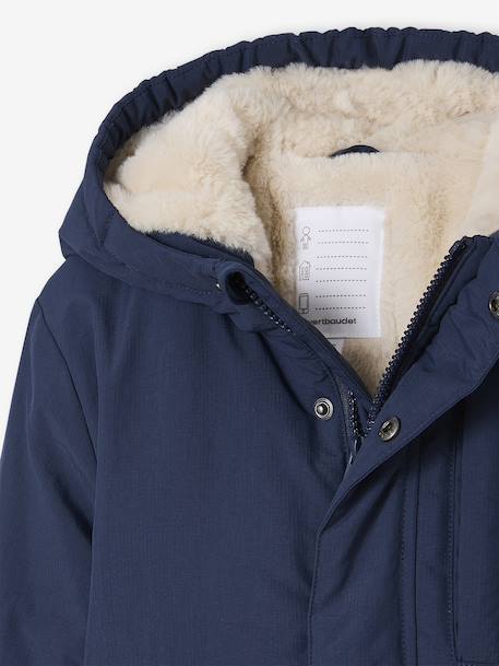 Parka à capuche doublure sherpa garçon bronze+marine - vertbaudet enfant 