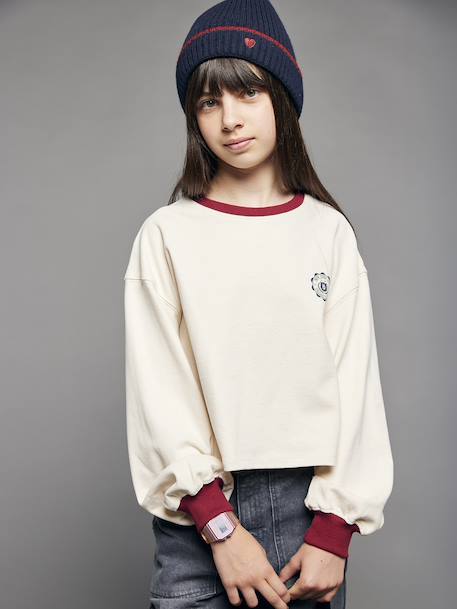 T-shirt met korte mouwen voor meisjes met motief op de rug JONEN ecru - vertbaudet enfant 