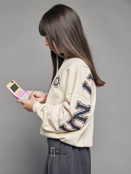 Sweat University fille lettres glitter au dos écru - vertbaudet enfant 