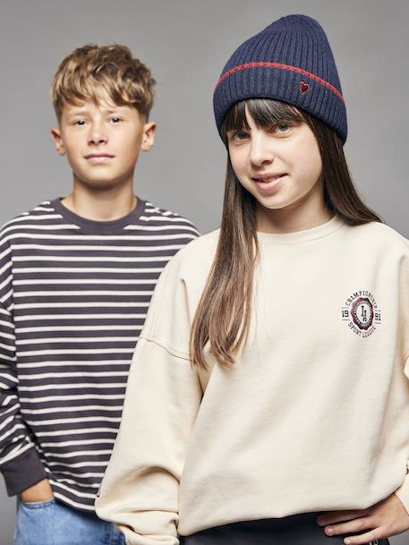 Sweat University fille lettres glitter au dos écru - vertbaudet enfant 