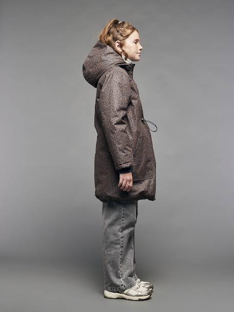 Parka fille léopard doublée sherpa marine - vertbaudet enfant 