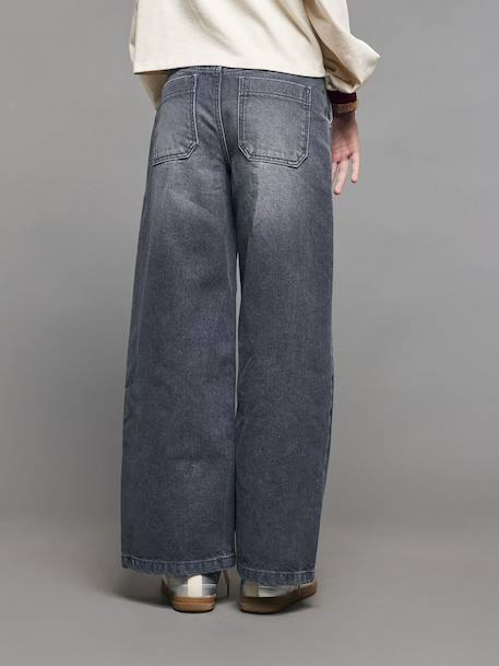 Jean large poches charpentier fille bleu moyen+denim gris - vertbaudet enfant 