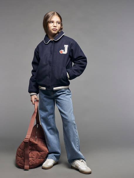 Jean droit fille bleu foncé+bleu moyen+denim gris - vertbaudet enfant 