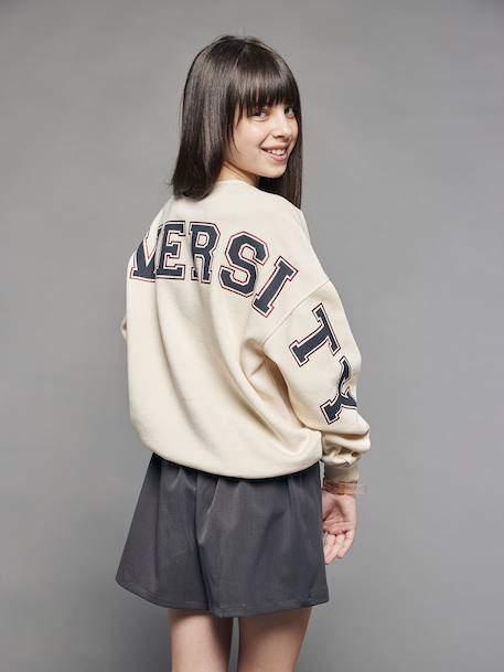 Sweat University fille lettres glitter au dos écru - vertbaudet enfant 