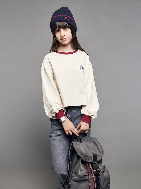 Tee-shirt cropped fille motif dos écru - vertbaudet enfant 