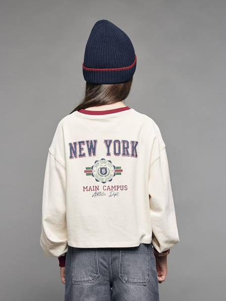 Tee-shirt cropped fille motif dos écru - vertbaudet enfant 