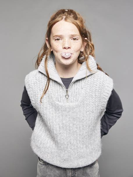 Pull camionneur sans manches fille gris chiné - vertbaudet enfant 