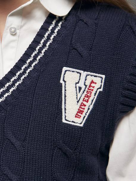 Pull sans manches fille marine - vertbaudet enfant 