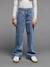 Jean droit fille bleu foncé+bleu moyen+denim gris - vertbaudet enfant 