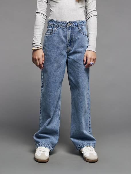 Jean loose fille bleu moyen+denim gris - vertbaudet enfant 