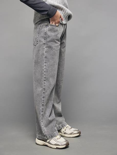 Jean loose fille bleu moyen+denim gris - vertbaudet enfant 