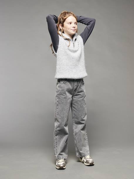 Jean loose fille bleu moyen+denim gris - vertbaudet enfant 