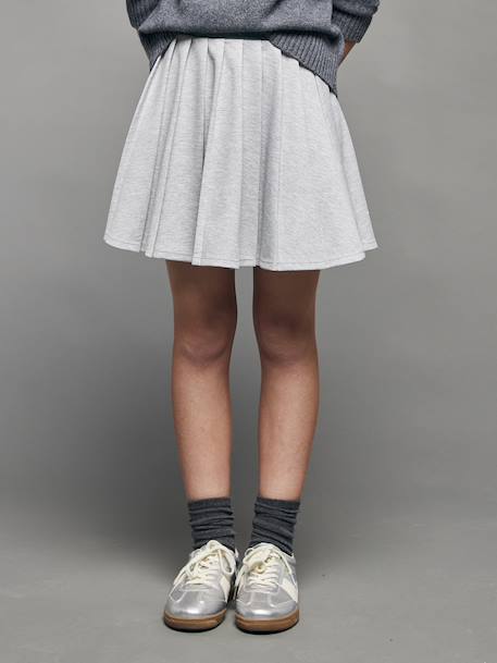 Jupe plissée en molleton fille gris chiné - vertbaudet enfant 