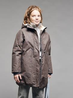 -Parka met luipaardprint voor meisjes met sherpavoering JONEN