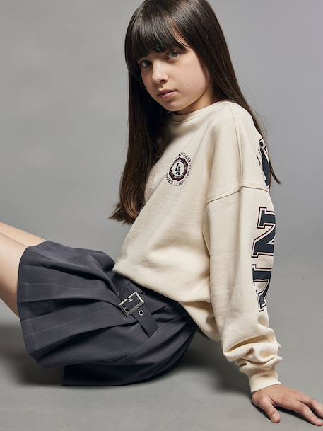 Sweat University fille lettres glitter au dos écru - vertbaudet enfant 