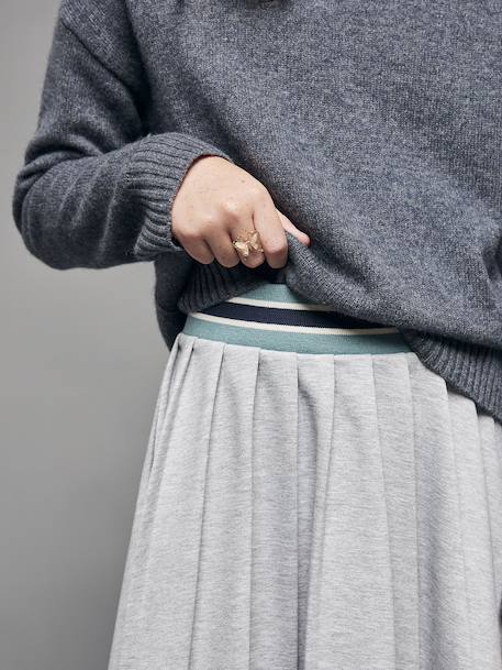 Jupe plissée en molleton fille gris chiné - vertbaudet enfant 