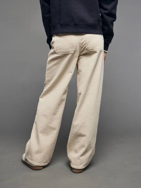 Pantalon large en velours côtelé fille anthracite+écru - vertbaudet enfant 