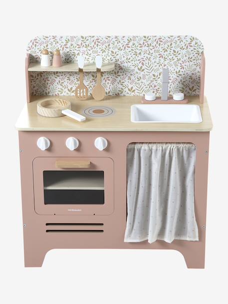 Cuisine en bois FSC® avec accessoires écru+rose+vert sauge - vertbaudet enfant 