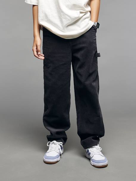 Pantalon battle garçon en velours anthracite+noisette - vertbaudet enfant 