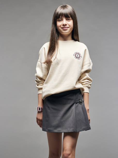 Jupe-short plissée fille anthracite - vertbaudet enfant 