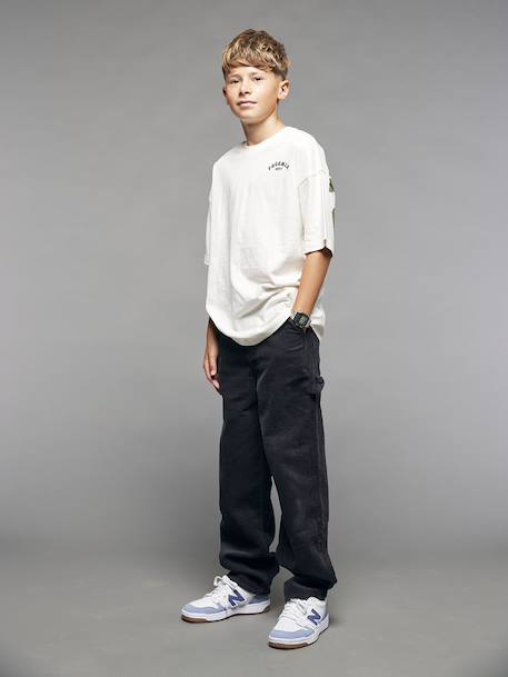 Pantalon battle garçon en velours anthracite+noisette - vertbaudet enfant 
