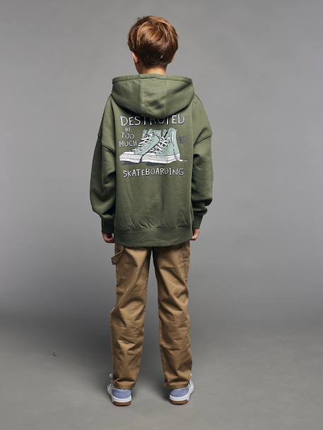 Sweat garçon à capuche kaki - vertbaudet enfant 