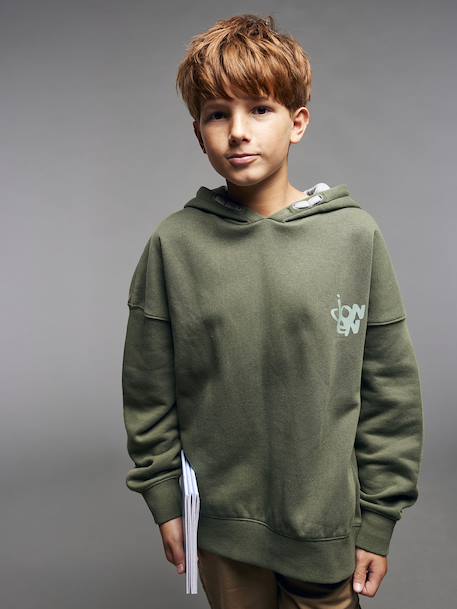 Sweat garçon à capuche kaki - vertbaudet enfant 