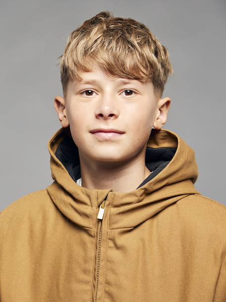 Jas van canvas JONEN karamel+leigrijs - vertbaudet enfant 