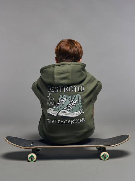 Sweat garçon à capuche kaki - vertbaudet enfant 