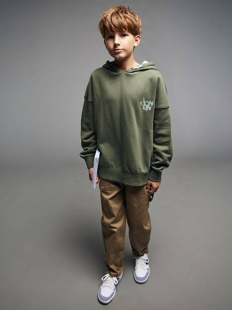 Sweat garçon à capuche kaki - vertbaudet enfant 