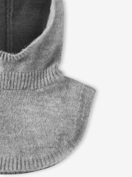 Cagoule avec plastron bébé fille en maille beige chiné+gris chiné+rose pâle - vertbaudet enfant 