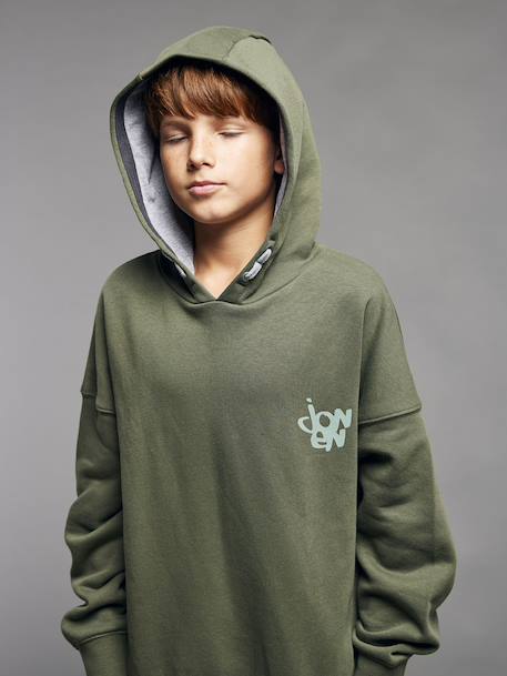 Sweat garçon à capuche kaki - vertbaudet enfant 