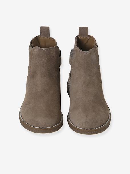 Leren meisjeslaarzen met schulprandjes bruin+marineblauw+taupe+veel beige+zwart - vertbaudet enfant 