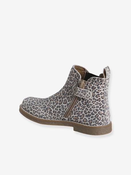 Leren meisjeslaarzen met schulprandjes bruin+marineblauw+taupe+veel beige+zwart - vertbaudet enfant 