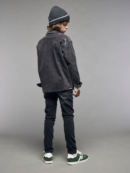 Chemise garçon réversible flanelle et velours anthracite - vertbaudet enfant 