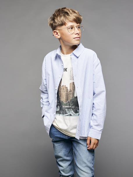 Chemise rayée manches longues Garçon Jonen rayé bleu - vertbaudet enfant 
