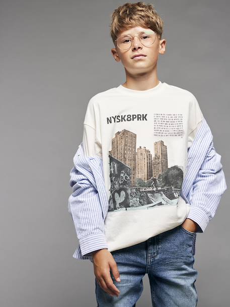 Oversized T-shirt met fotoprint JONEN ecru - vertbaudet enfant 