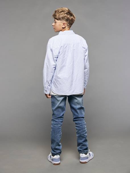 Slim fit jeans met destroyed effect JONEN stone+zwart denim - vertbaudet enfant 
