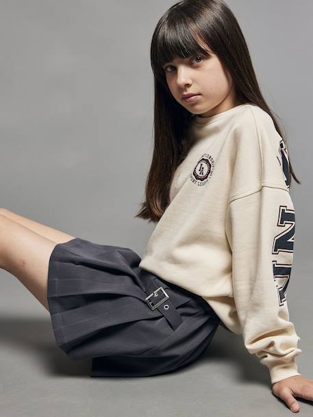 Jupe-short plissée fille anthracite - vertbaudet enfant 