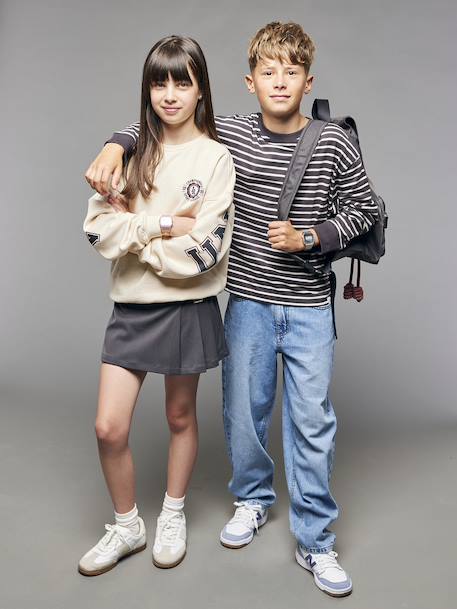 Gestreept T-shirt jongens JONEN antraciet - vertbaudet enfant 