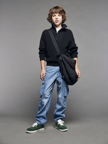 Pull garçon col camionneur anthracite - vertbaudet enfant 