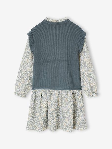 Robe effet 2 en 1 bi-matière fille vert sapin - vertbaudet enfant 