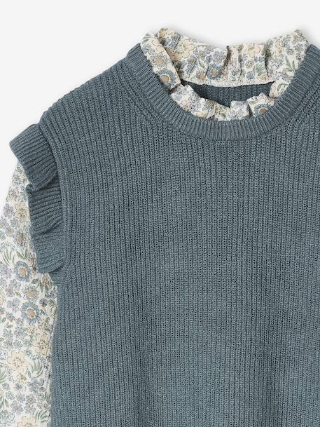 Robe effet 2 en 1 bi-matière fille vert sapin - vertbaudet enfant 