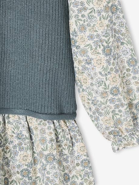 Robe effet 2 en 1 bi-matière fille vert sapin - vertbaudet enfant 