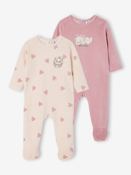 Set van 2 babyslaappakje fluweel / velours Marie lila (poederkleur) - vertbaudet enfant 