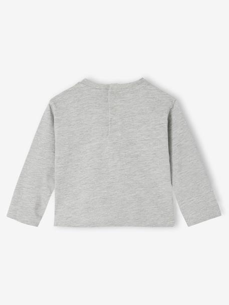 T-shirt baby met lange mouwen en geplaatste print aan de voorkant gemêleerd grijs - vertbaudet enfant 