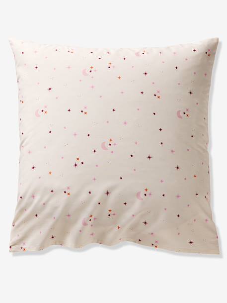 Parure housse de couette + taie d'oreiller enfant réversible BIRDY, avec coton recyclé rose poudré - vertbaudet enfant 